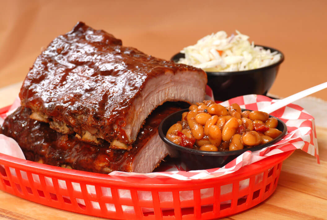 Barbeque Ribs with Coleslaw and Beans Platter with Free Offer